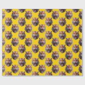 Papier Cadeau Tiger Head Pattern Design Yellow  (Plat)