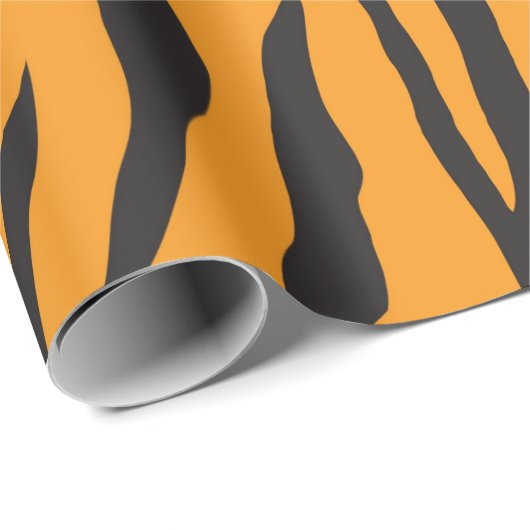 Papier Cadeau Tiger imprimé orange et noir (Coin rond)