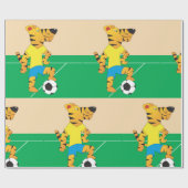 Papier Cadeau Tiger Jouer au football (Plat)