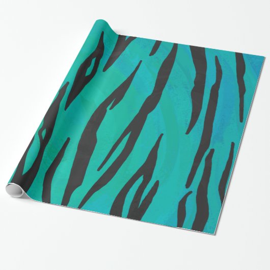 Papier Cadeau Tiger noir et Turquoise (Déroulé)