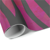Papier Cadeau Tiger rose chaud et noir (Coin rond)