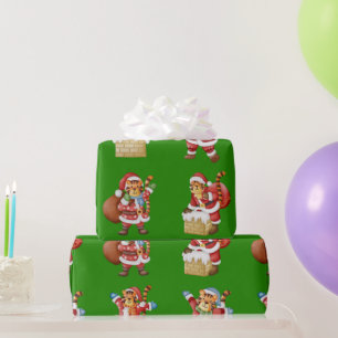 Papier Cadeau Tigers comme Père Noël Noël répéter le design moti