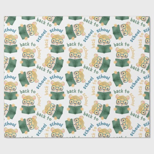 Papier Cadeau Tigre Bébé mignon avec lunettes Réserver Retour à (Plat)