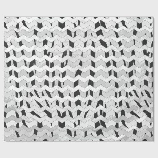 Papier Cadeau Tigre Cheveron noir et blanc (Plat)
