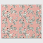 Papier Cadeau Tigre dessiné à la main sans couture motif, gros c (Plat)