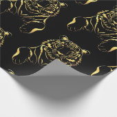 Papier Cadeau Tigre noir à rayures dorées (Coin)