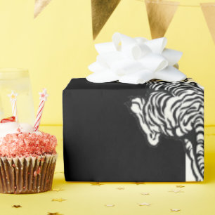 Papier Cadeau Tigre sur fond noir et blanc 