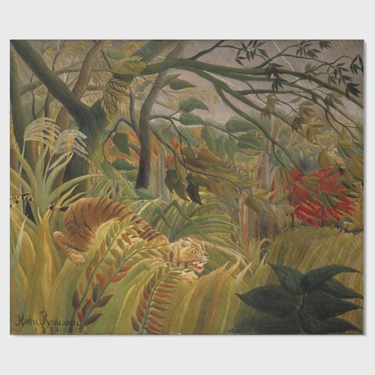 Papier Cadeau Tigre surpris dans une tempête tropicale (Plat)