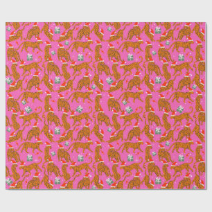 Papier Cadeau Tigres à la mode aux lèvres rouges et enveloppemen