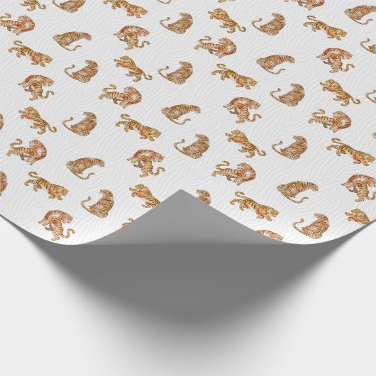 Papier Cadeau Tigres sauvages : Motif d'animaux d'aquarelle. (Coin)