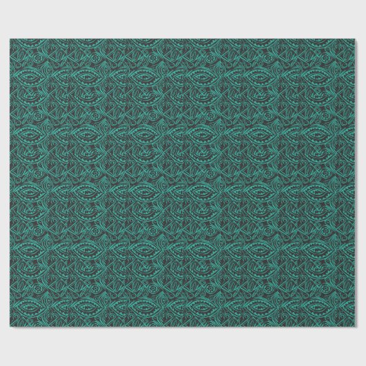 Papier Cadeau Tiki Motif noir et vert (Plat)