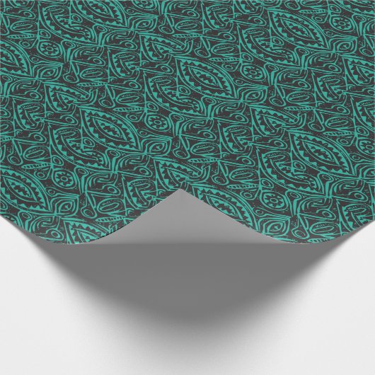 Papier Cadeau Tiki Motif noir et vert (Coin)