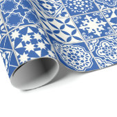 Papier Cadeau Tile bleue (Coin rond)