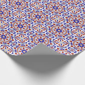 Papier Cadeau Tile turque traditionnelle Art Bleu Blanc Bleu (Coin)