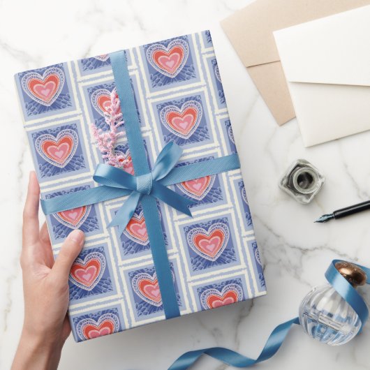 Papier Cadeau Timbre cœur (Cadeaux)