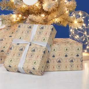 Papier Cadeau Timbre de Noël de style vintage