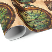 Papier Cadeau Timepiece Steampunk (Coin rond)