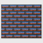 Papier Cadeau Timm Prénom Graffiti blue orange (Plat)