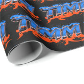 Papier Cadeau Timm Prénom Graffiti blue orange (Coin rond)