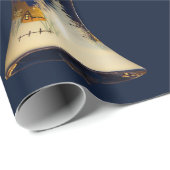 Papier Cadeau Tintements du carillon bleus de Noël (Coin rond)