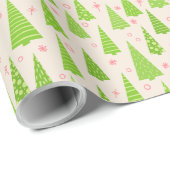 Papier Cadeau Tiny Christmas Holiday Trees Wrapper Paper' (Coin rond)