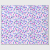 Papier Cadeau Tiny cute white blue pink floral pattern (Plat)