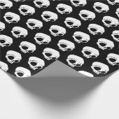 Papier Cadeau Tiny White Cartoon Skuls Motif sur Solid noir (Coin)