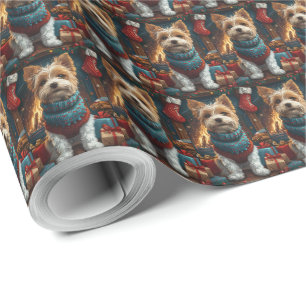 Papier Cadeau Tireur de Fox Terrier avec cheminée de cadeau de N