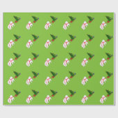 Papier Cadeau Tirez le Samoyed tirant l'arbre de Noël (Plat)