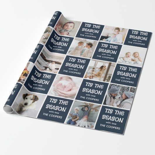 Papier Cadeau Tis Season Fun Photo Grid Cadeau de Noël (Déroulé)