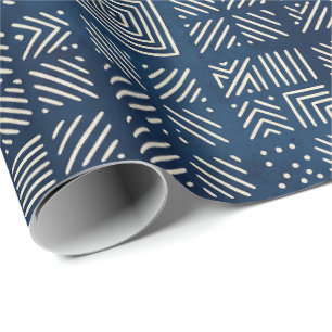 Papier Cadeau Tissu de boue indigo Minimaliste mosaïque