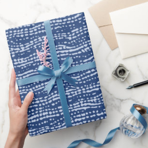 Papier Cadeau Tissu de boue rayures en bleu indigo
