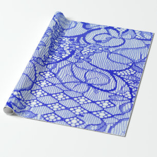 Papier Cadeau Tissu dentelé en bleu. Patch dentelle Royal Blue