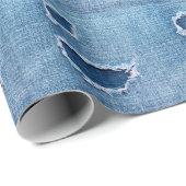 Papier Cadeau Tissu en denim déchiré, teintes bleues. (Coin rond)