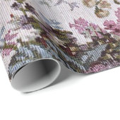 Papier Cadeau tissu floral à l'ancienne (Coin rond)