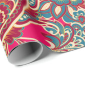 Papier Cadeau Tissu floral avec motif en cachemire (Coin rond)