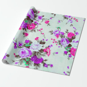 Papier Cadeau Tissu floral vintage, Fragment du rétro coloré