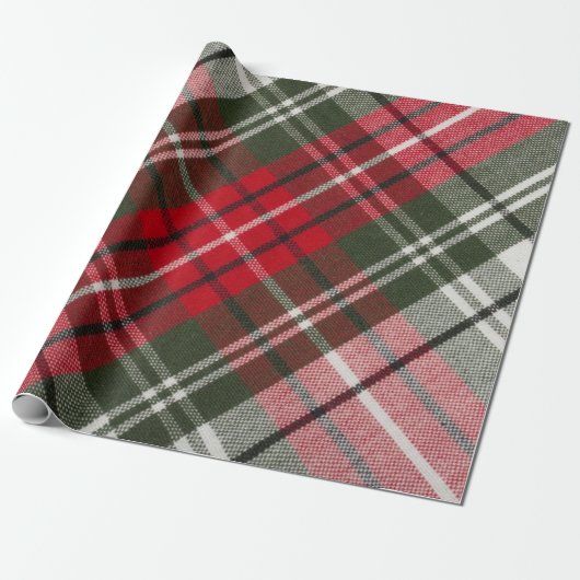 Papier Cadeau Tissu rouge vert incliné comme (Déroulé)