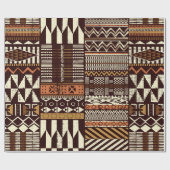 Papier Cadeau Tissu tribal africain patchwork abstrait vin (Plat)