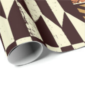 Papier Cadeau Tissu tribal africain patchwork abstrait vin (Coin rond)