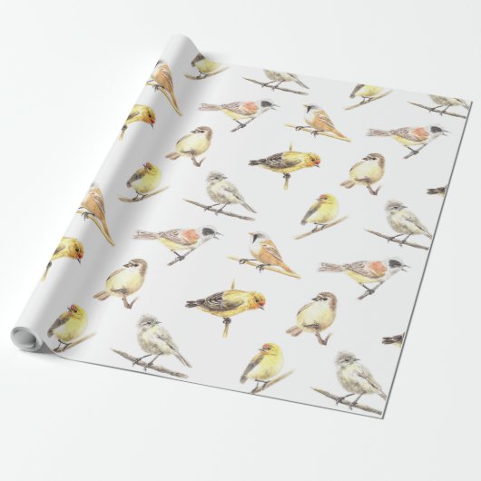 Papier Cadeau Tit birds motif (Déroulé)