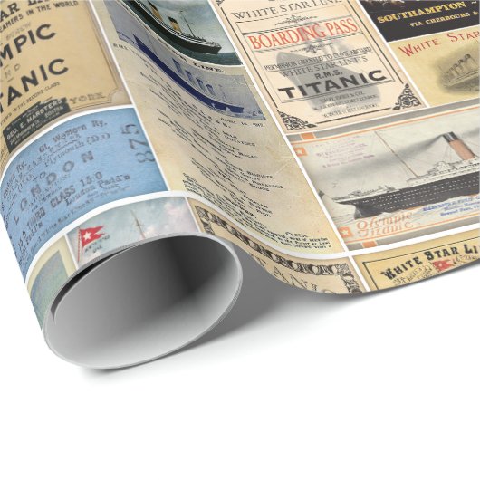 Papier Cadeau Titanic Ephemera Collage for Ocean Liner Enthusias (Coin rond)