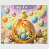 Papier Cadeau Title whimsical Easter bunny and colourful egg pat (Plat)