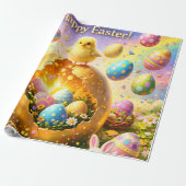 Papier Cadeau Title whimsical Easter bunny and colourful egg pat (Déroulé)