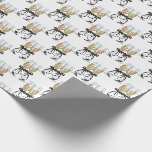 Papier Cadeau toast au champagne avec ruban (Coin)