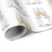 Papier Cadeau Toast mariage Champagne en blanc (Coin rond)