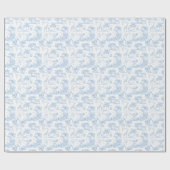 Papier Cadeau TOILE Bleu Safari animal bébé garçon douche (Plat)