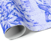 Papier Cadeau Toile Bleue Bleu Russe Style Découpage (Coin rond)