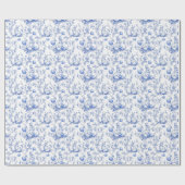 Papier Cadeau Toile Bleue De Jouy Bunny Pâques (Plat)