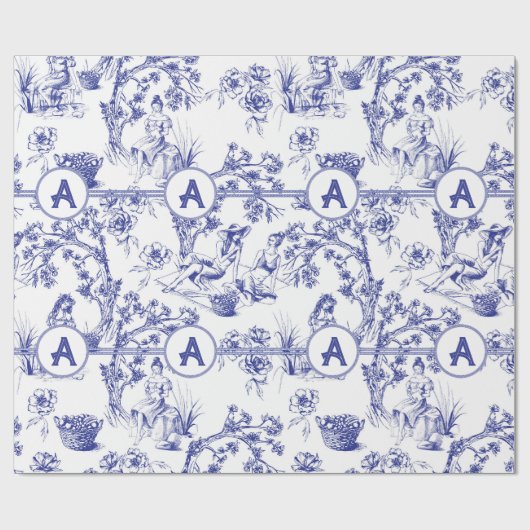 Papier Cadeau Toile bleue et blanche (Plat)